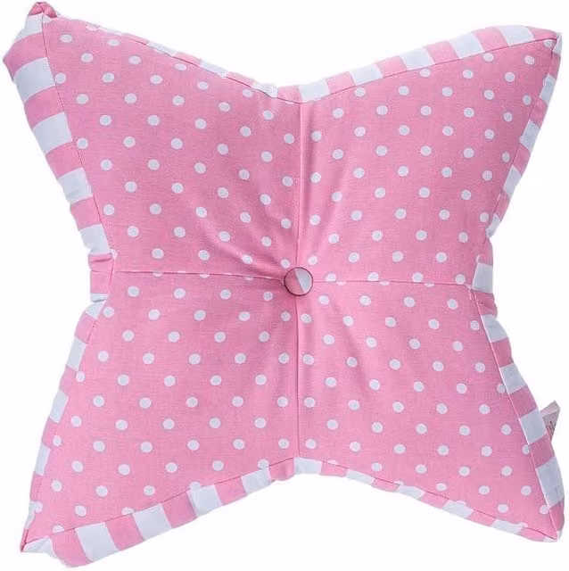 Homescapes Pink Star Floor Cushion with Polka Dot Pattern, Diameter: 48 cm