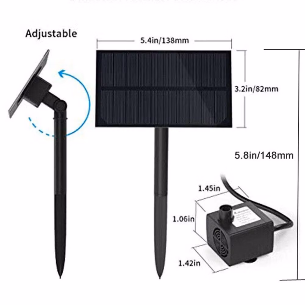 SPETLEK 2.5W Solar Fountain Pump in Black for Garden Ponds, Pools, and Aquariums – 3