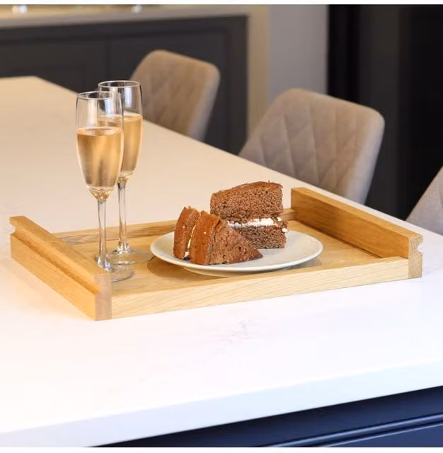 MijMoj Design Solid Oak Rectangular Serving Tray in Light Brown, W: 40 cm, D: 35 cm