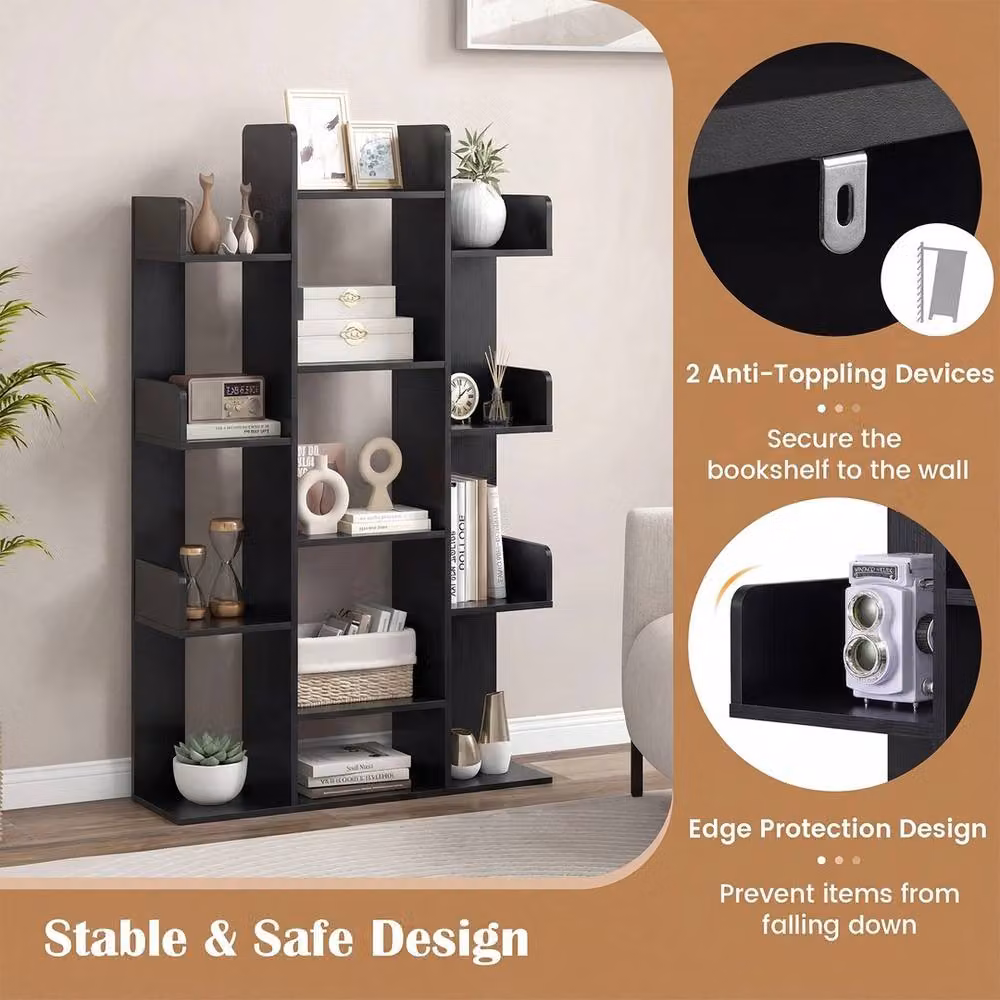 VOGREX Corner Tree Shelf Display Unit in Black, H 141.0 cm x W 86.0 cm – 6