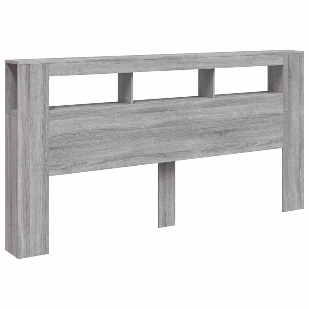 Berkfield Home Grey Sonoma LED Headboard with Integrated Shelf and USB Charging Port, Width: 200 cm – 3