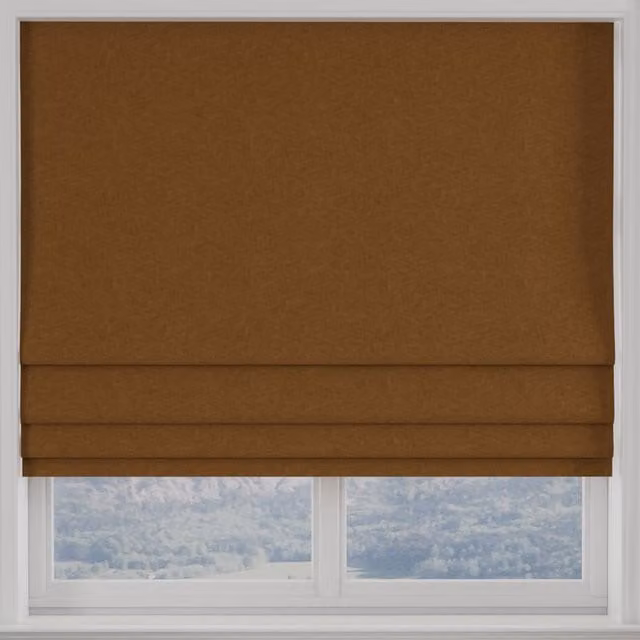 Terrys Kansai Plain Made to Measure Blackout Roman Blind in Sienna Orange and Brown