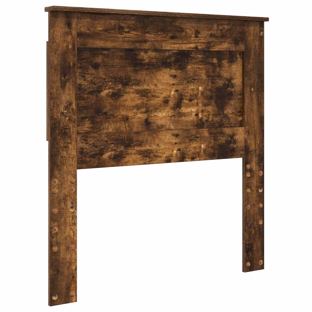Berkfield Home Modern Bed Frame with Headboard in Smoked Oak and Brown Solid Pine Wood, W/D/H: 90 x 200 cm – 4