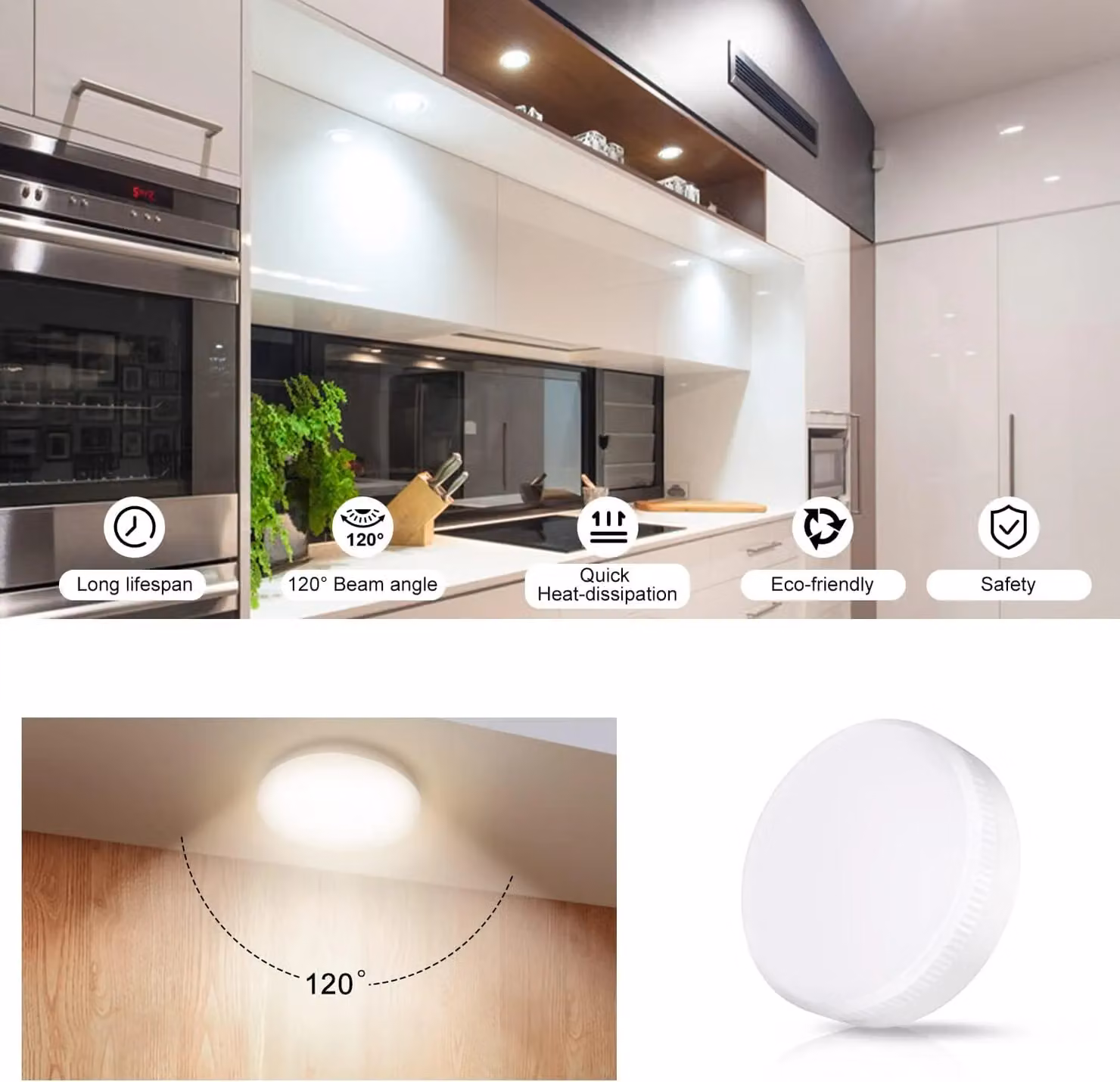 ExtraStar GX53 9W LED Bulb, Daylight 6500K, White (Pack of 4) – 3