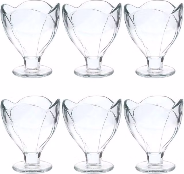 SPETLEK Set of 6 Clear Glass Dessert Bowls for Sundaes and Ice Cream
