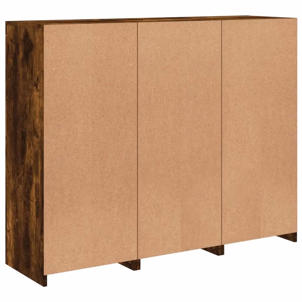 Berkfield Home Set of 3 Modern Smoked Oak Sideboards with Integrated LED Lighting in Brown – 5