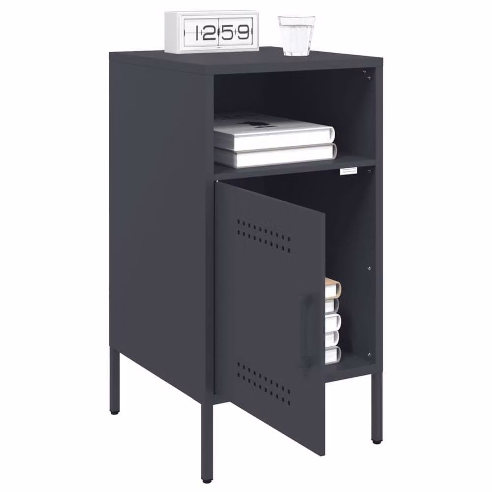 Berkfield Home Sturdy Metal Bedside Cabinets, 2 Pack, Anthracite Grey, W/D/H: 36 x 39 x 68 cm – 4
