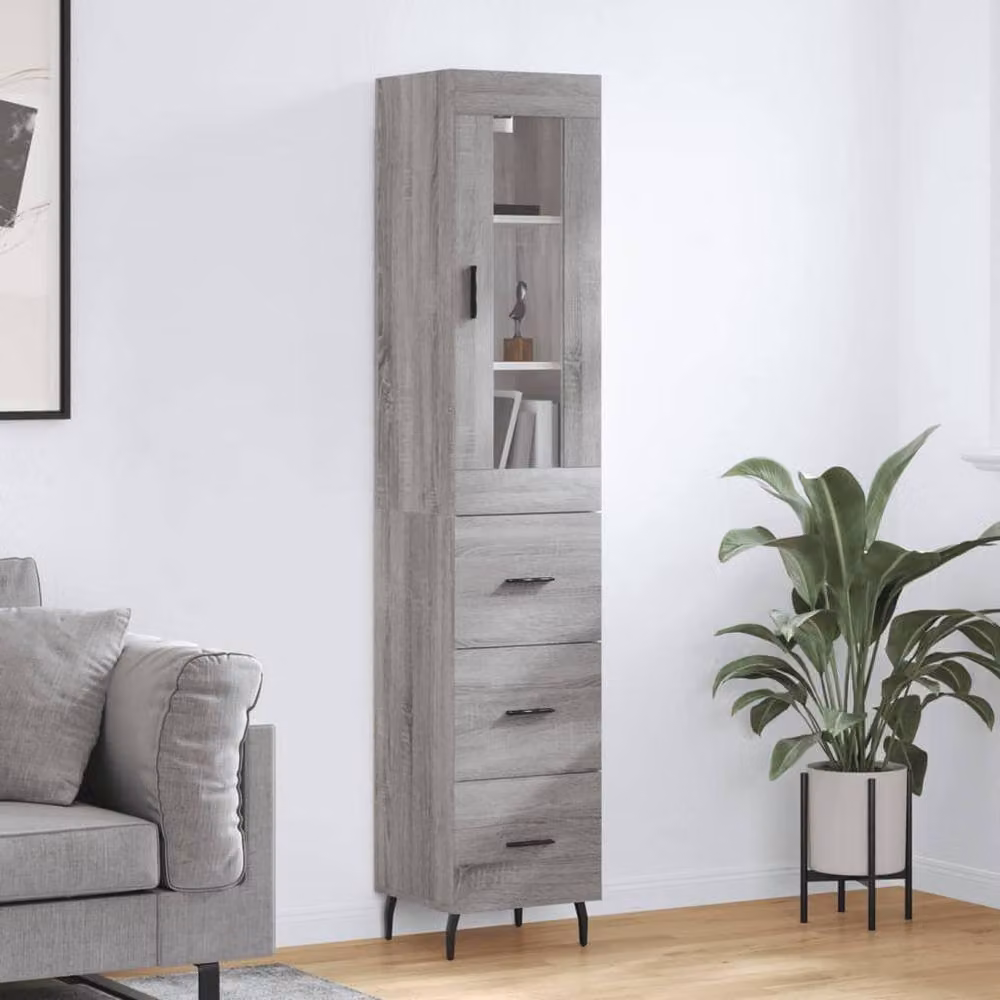Berkfield Home Grey Sonoma Highboard in Engineered Wood W/D/H: 34.5 x 34.0 x 180.0 cm – 2