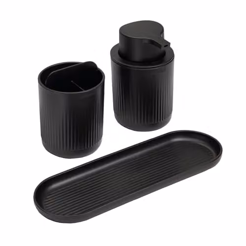 ReBorn Stone Bathroom Accessory Set of 3 including Soap Dispenser, Toothbrush Holder and Tray – 3