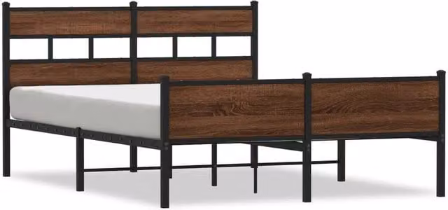 Berkfield Home Classic Bed Frame in Brown Oak, W/D/H: 140 x 200 x 91.5 cm – 1