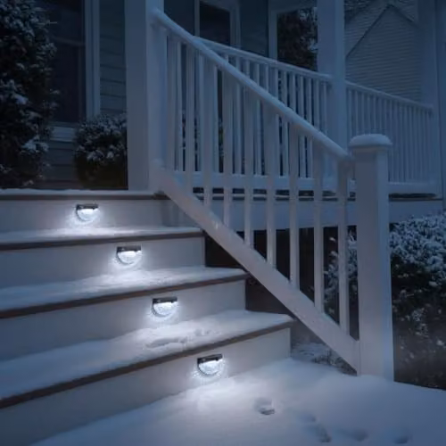 GloBrite Solar Garden Lights, Pack of 4 Waterproof Black Outdoor Night Lights with Dusk to Dawn Sensor for Path, Terrace and Stairs – 2