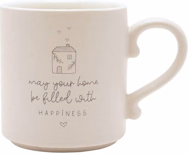 Moments Happy Home Ceramic Mug in White