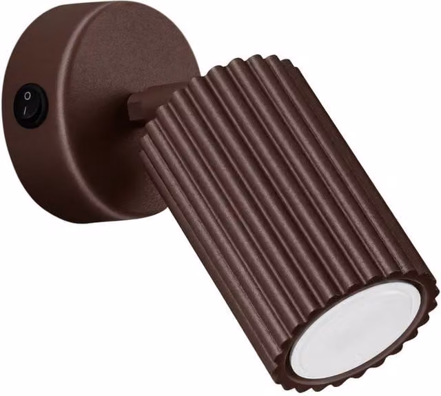 Sollux Lighting minimalist cylinder wall lamp in brown, W/D/H: 16 x 8 x 16 cm