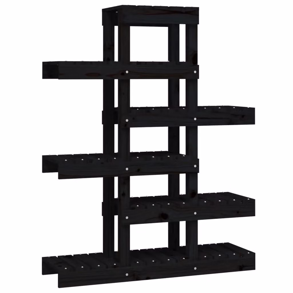 Berkfield Home Rustic Black Solid Pine Plant Stand, W/D/H: 85 x 25 x 109.5 cm – 2