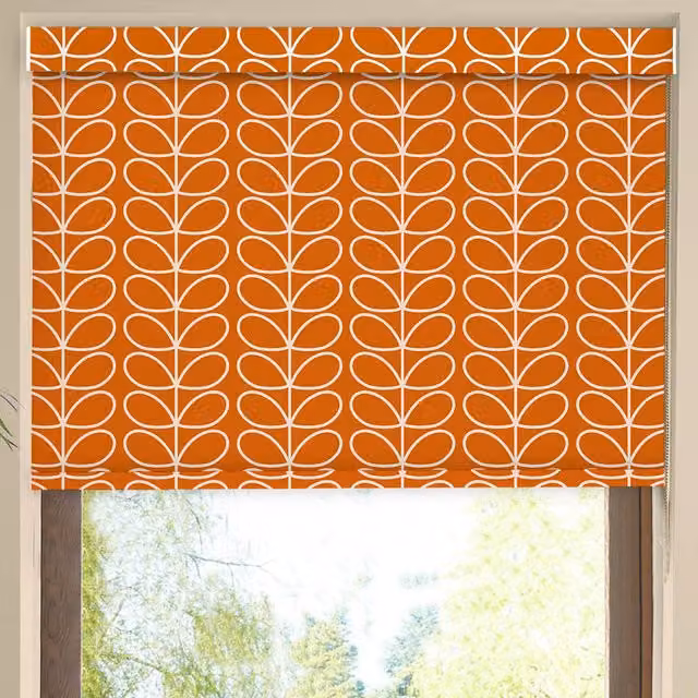 Orla Kiely Linear Stem Made to Measure Blackout Roller Blind, Persimmon Orange Floral Pattern