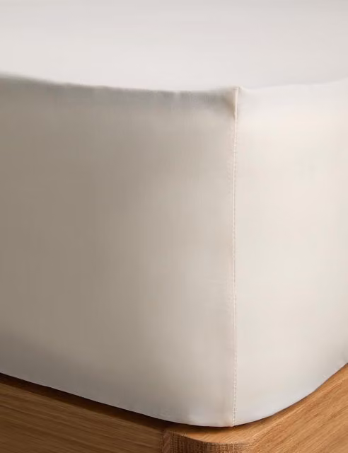 M&S Pure Cotton 180 Thread Count Deep Fitted Sheet, Beige, 140 x 200 cm
