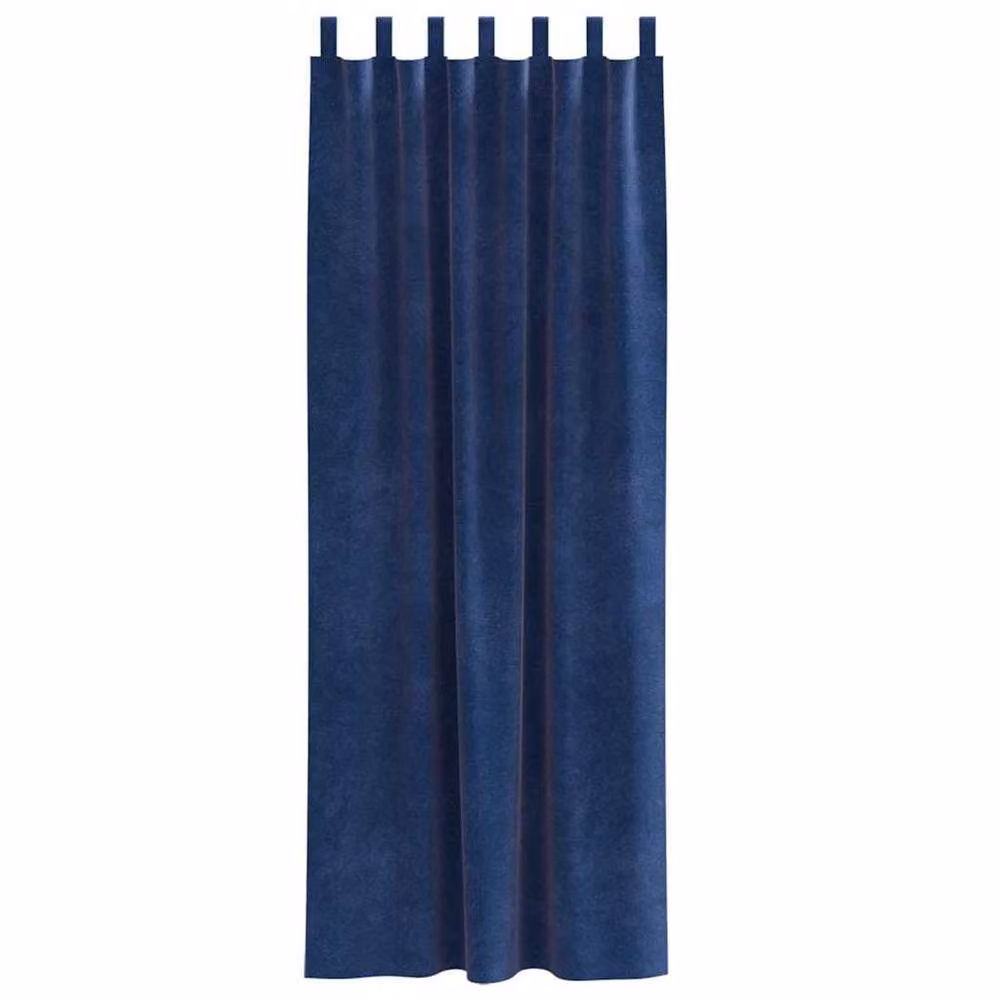 Berkfield Home Dark Blue Velvet Blackout Curtains with Hanging Loops, 2 Pack – 3