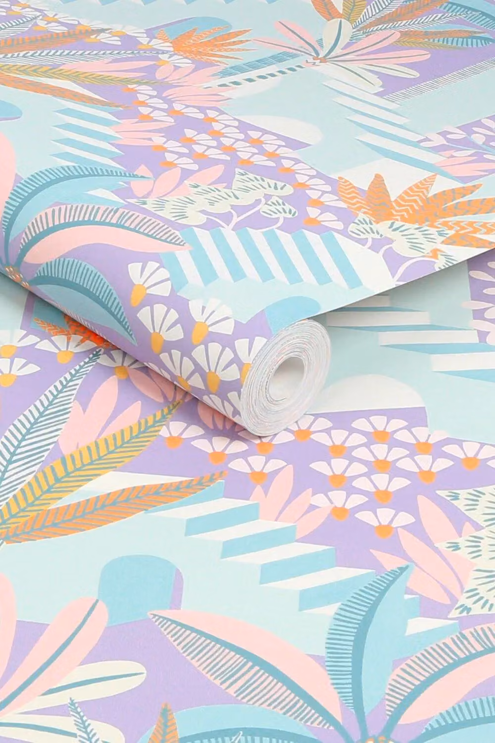 Envy Vacay Candy Blue Floral Botanical Pre-pasted Wallpaper in Multicolour – 2