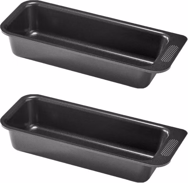 Pyrex Set of 2 Black Non-Stick Glass Rectangular Loaf Tins, 26 cm – 1