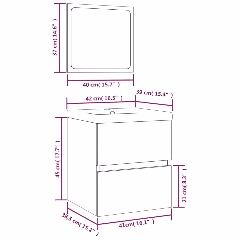 Berkfield Home Modern Bathroom Vanity Unit and Mirror Cabinet Set in Matt Concrete Grey – 3