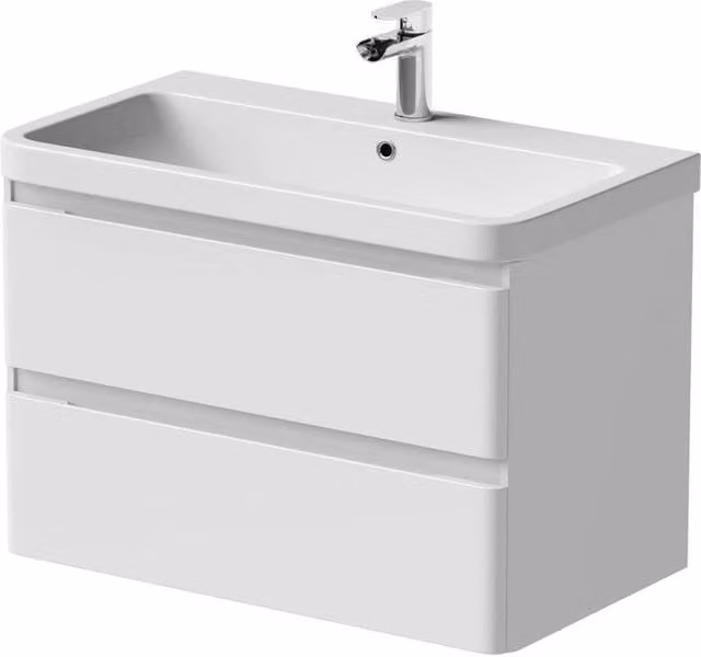 FORGEVIO White Gloss Wall Hung Bathroom Vanity Unit and Basin – 1