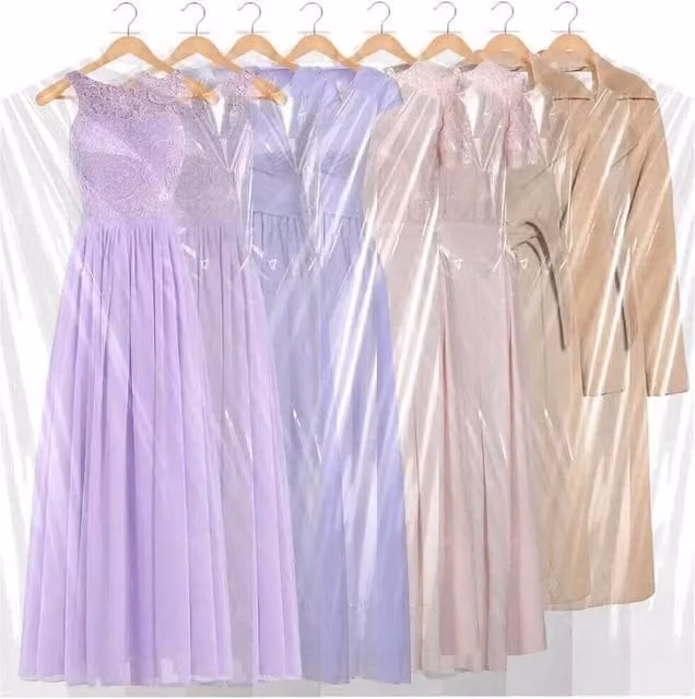 FLAVORA 100-Piece Pack of Transparent Plastic Garment Protection Dry Cleaning Bags