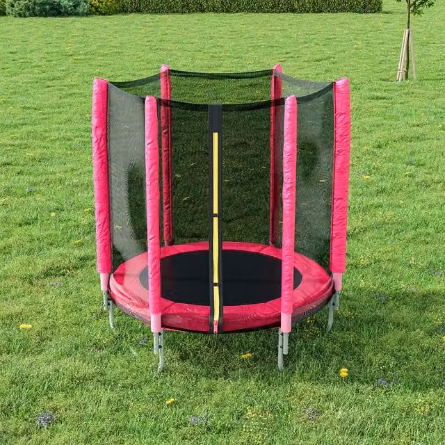 Livingandhome Pink Mini Trampoline with Safety Net and Metal Frame