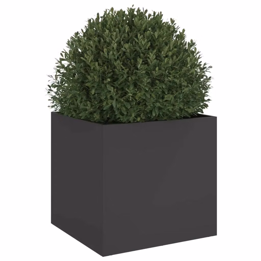 Berkfield Home Black Steel Ornamental Garden Planter Tub W: 42 cm, D: 40 cm, H: 39 cm – 4