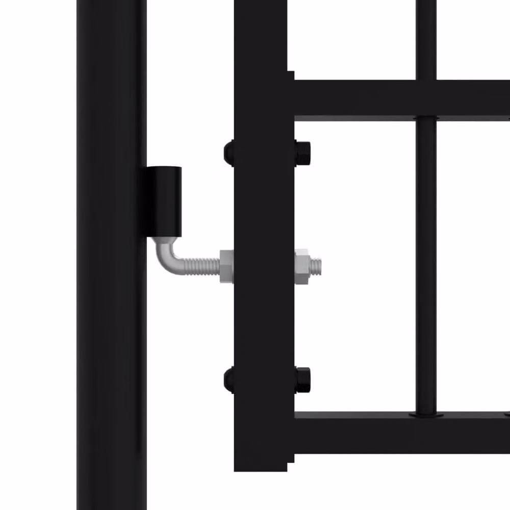 Berkfield Home Spear Top Fence Gate, Black Powder-coated Steel, W: 103 cm, H: 120 cm – 4