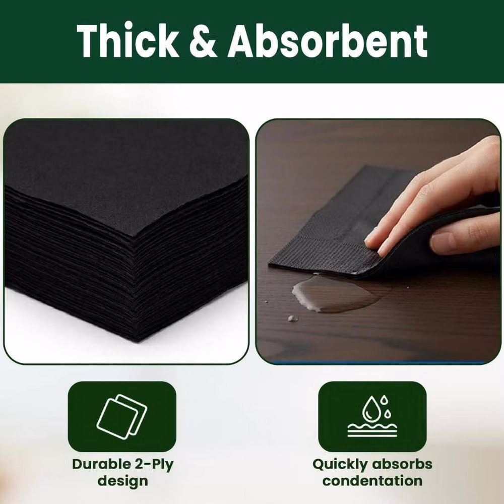 ECONX Black 2 Ply 4 Fold Paper Napkins, 100 Pack – 7