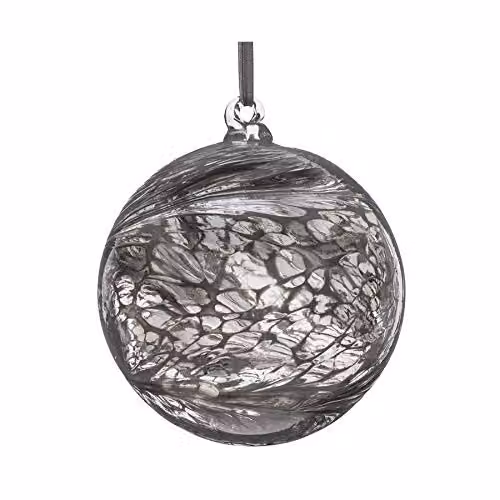 Sienna Glass Silver Round Hanging Bauble, Diameter: 10 cm – 1