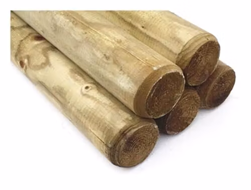 F&G Supplies Pressure Treated Wooden Round Fence Posts, Pack of 5, Brown, H 180 cm x W 7.5 cm – 6