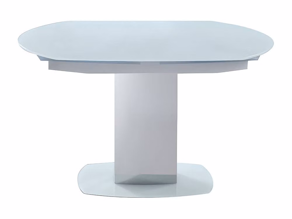 Vente-unique Modern Extendable Dining Table with Rotating Top in White and Grey Glossy Tempered Glass and Metal – 1