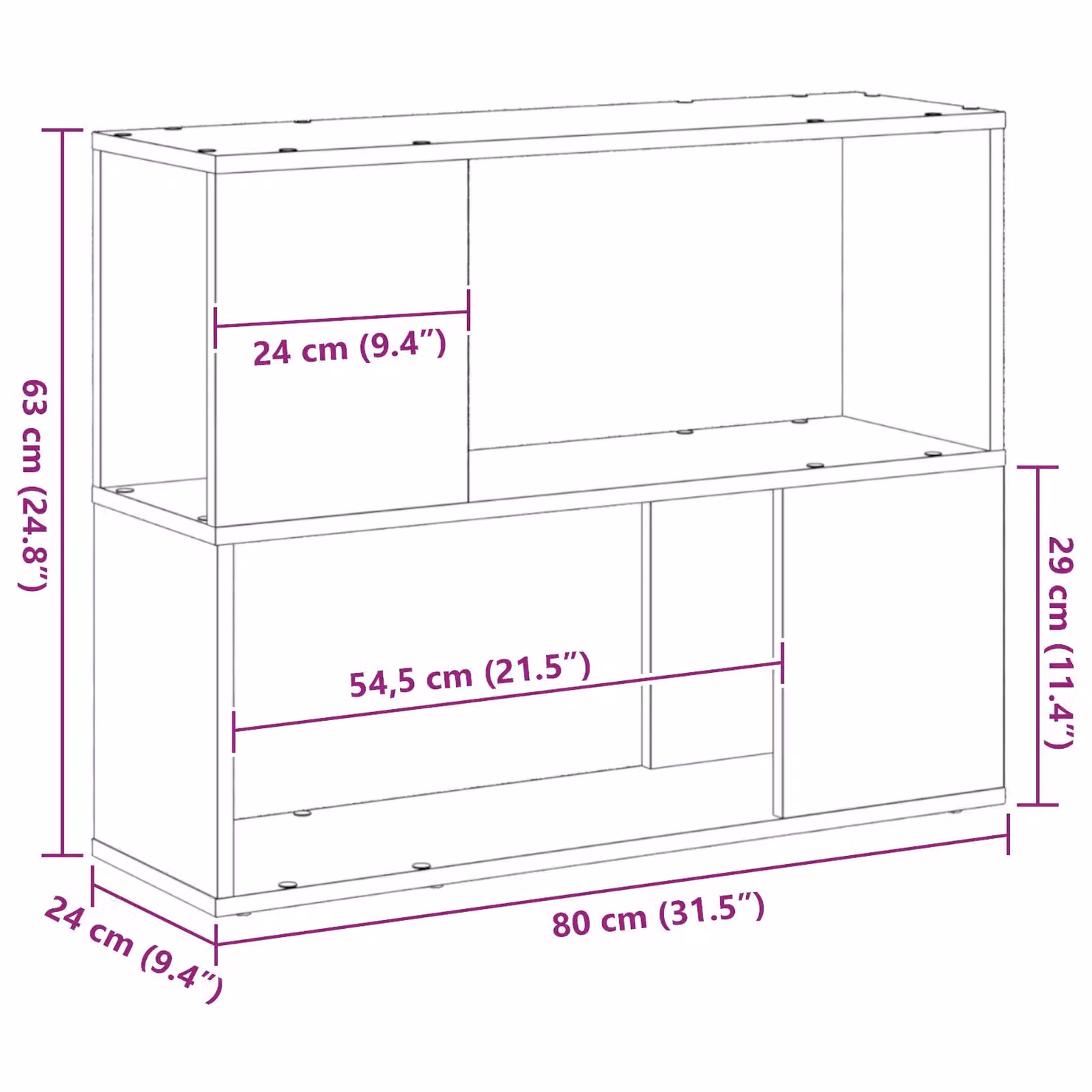 Berkfield Home Modern White and Black TV Stand Made of Engineered Wood W/D/H: 80 x 24 x 63 cm – 8
