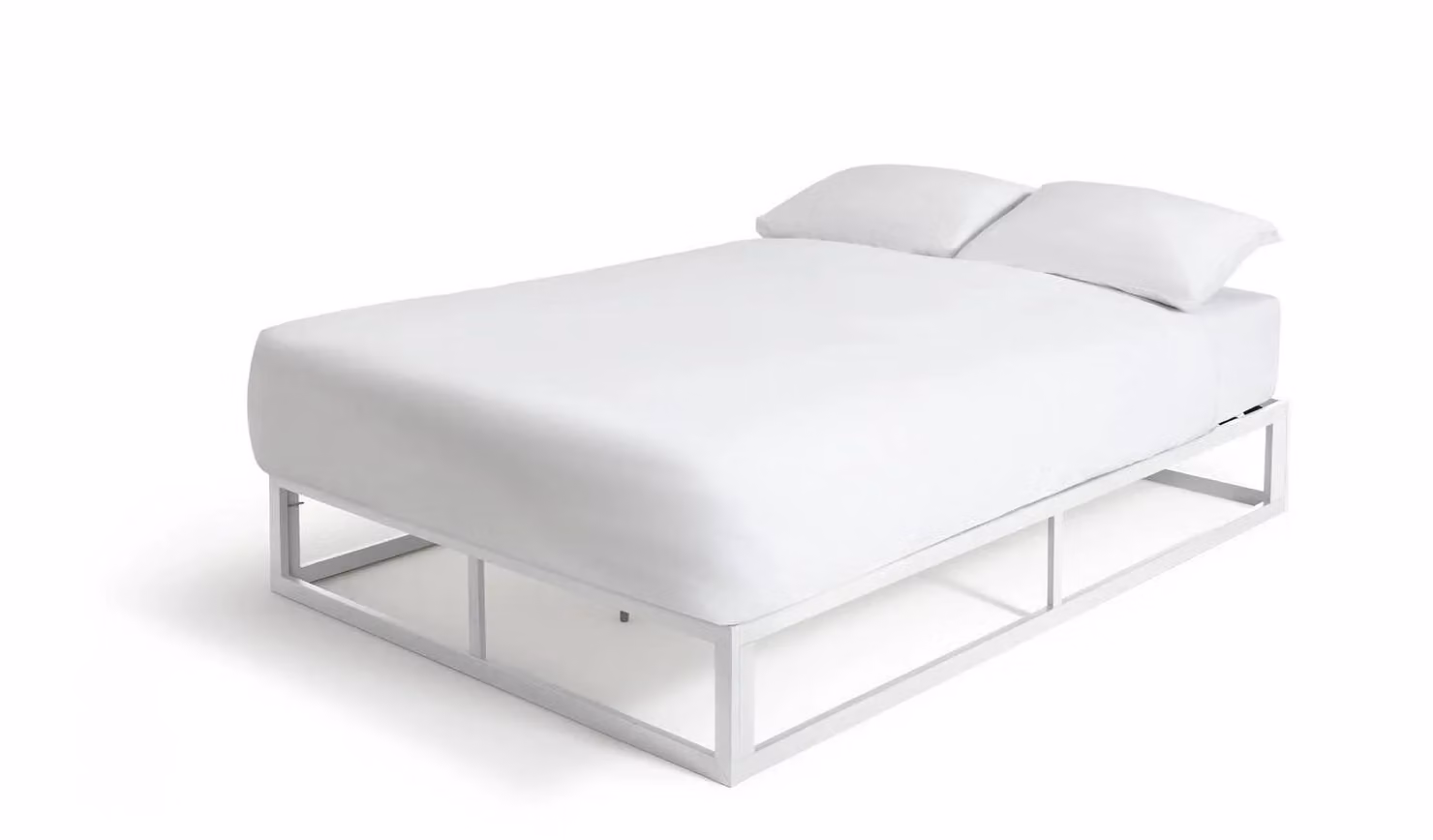 Minimalist White Metal Double Bed Frame W/D/H: 140 x 200 cm