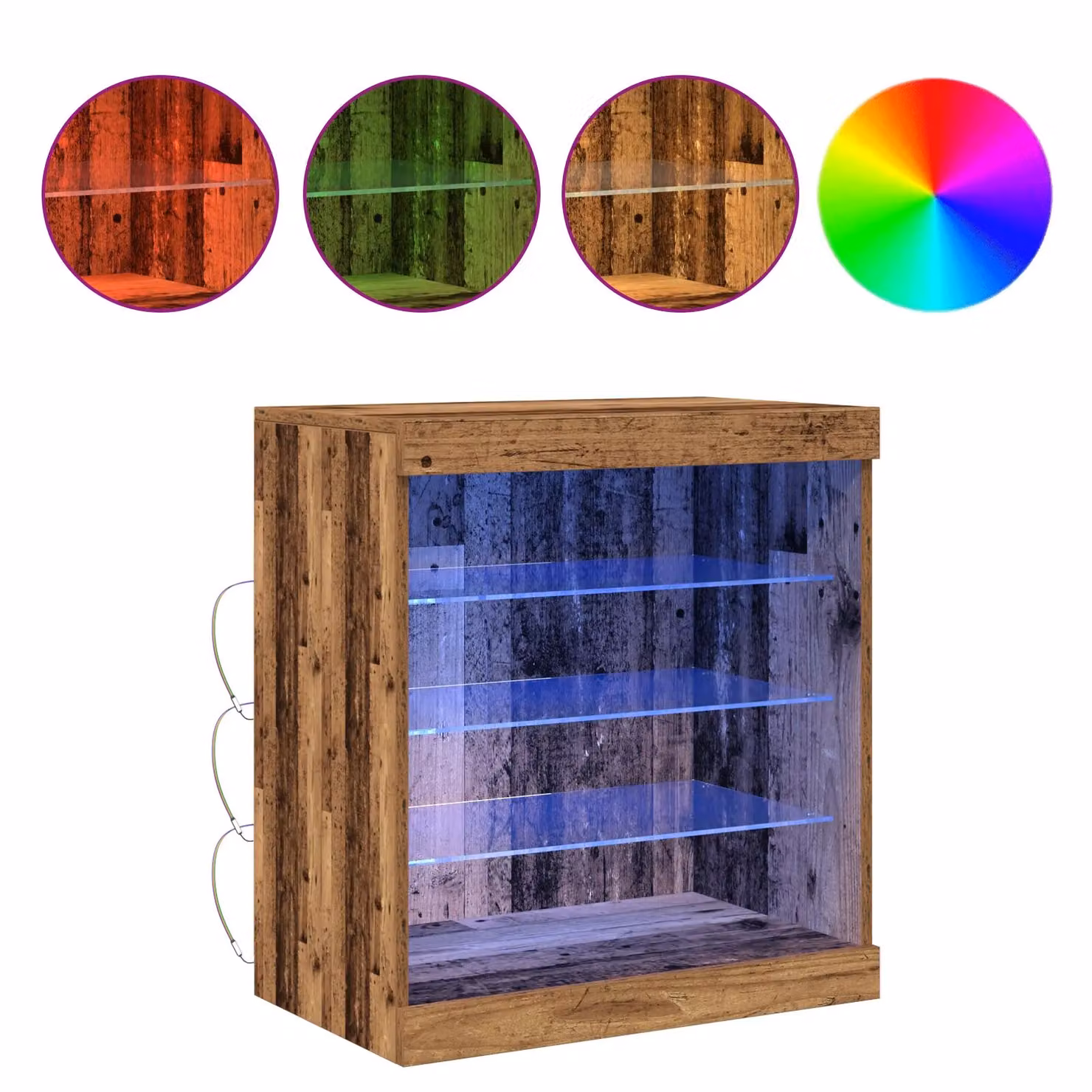 Berkfield Home Rustic Wood Sideboard with Integrated LED Lights, Brown, W/D/H: 60.5 x 37 x 67 cm – 3