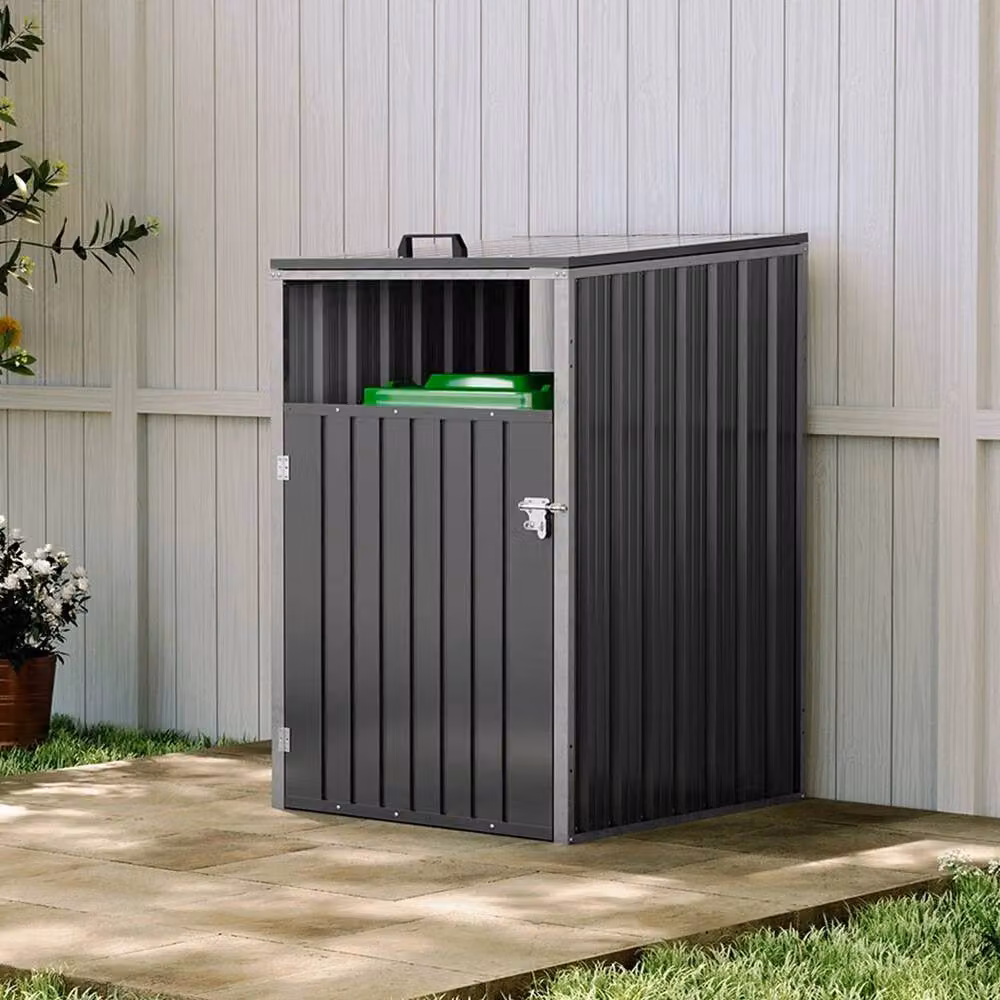 KORVIXA Single Wheelie Bin in Black, W/D/H: 100 x 100 x 122 cm – 3