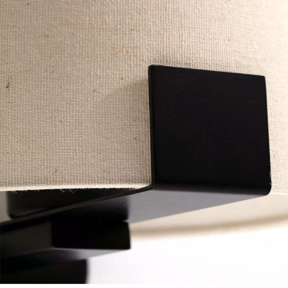 Netlighting Nila Modern Wall Lamp with Matt Black Metal Base and Off-White Fabric Shade – 2