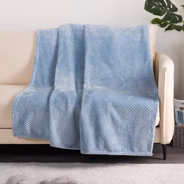Dreamscene Blue Waffle Honeycomb Mink Throw, W: 200 cm
