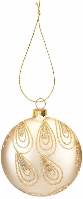 VFM e-Store Gold Oval Glass Hanging Christmas Bauble Decoration W: 13 cm, H: 11 cm