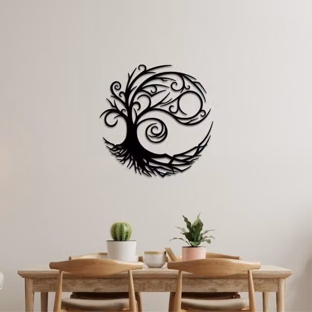 Decortie Tree of Life Metal Wall Decor, Black, 75 x 75 cm
