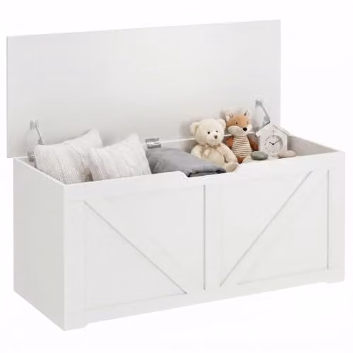 HOMCOM White Lacquered Storage Trunk Bench with Soft Close Lid, W/D/H: 100 x 45 x 40 cm – 1