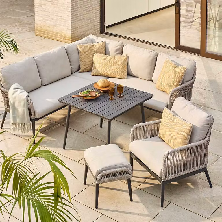 Leisure Grow Celia Corner Lounge Dining Set in Grey