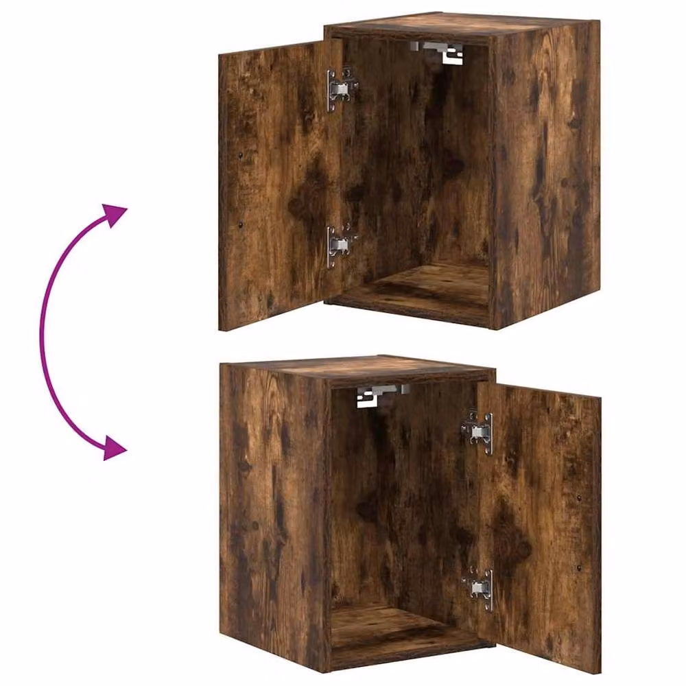 Berkfield Home Wall Mounted Garage and Workshop Cabinets, 2 Piece Set in Smoked Oak Brown Engineered Wood – 7