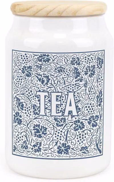 Purely Home Blue and White Floral Ceramic Tea Storage Canister