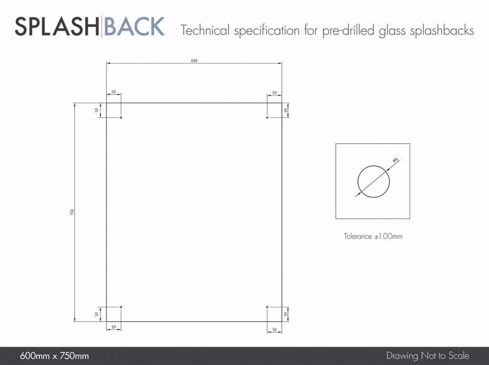 Generic Clear Glass Kitchen Splashback with White Finish, W: 60 cm, H: 75 cm – 2
