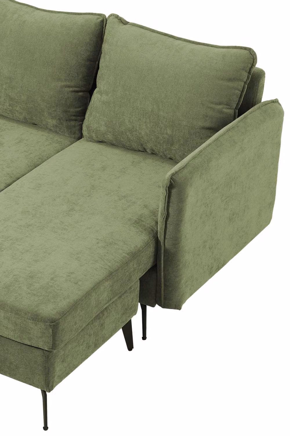 Garden Sanctuary Reversible 3-Seater L-Shape Corner Sectional Sofa in Green Fabric with Scatter Cushions – 3