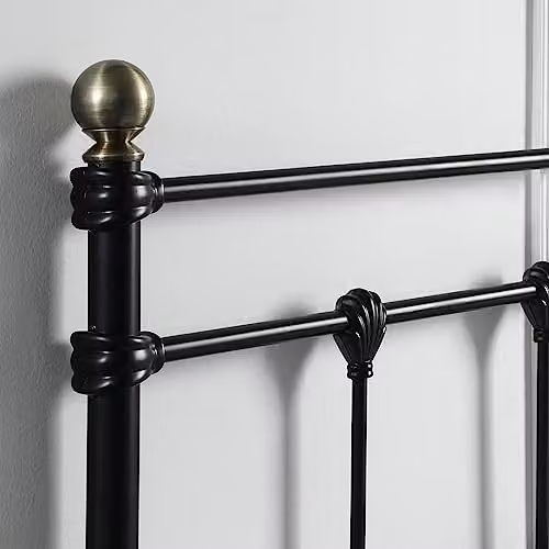 SlumberWorx Bayford Traditional Vintage Style Metal Bed Frame and 15cm Comfort Foam Mattress in Black, Small Double, W/D/H: 120 x 200 x 25 cm – 4