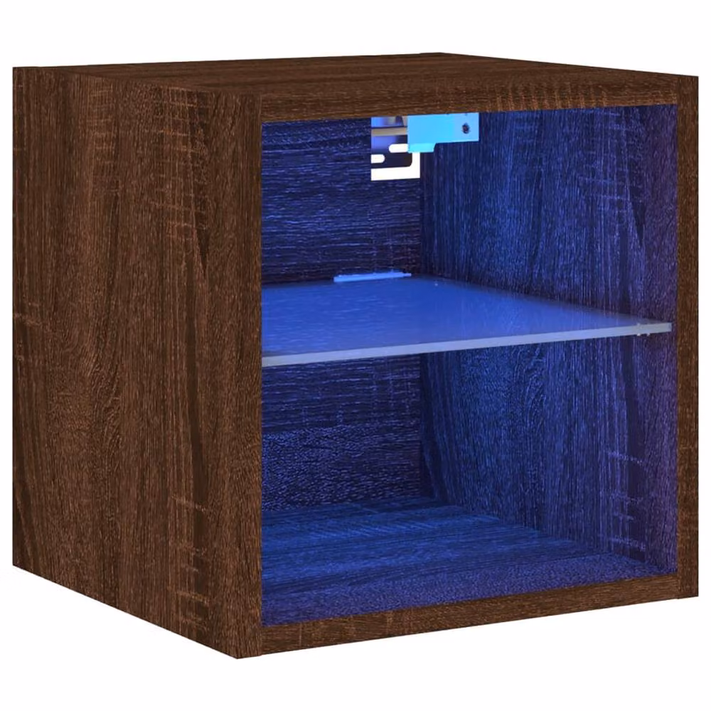 Berkfield Home Modern TV Wall Cabinet with LED Lights in Brown Oak, W/D/H: 30 x 28.5 x 30 cm – 3