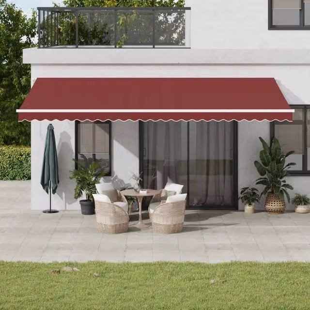 Berkfield Home Manual Retractable Awning with LED in Red, W/D: 600 x 300 cm